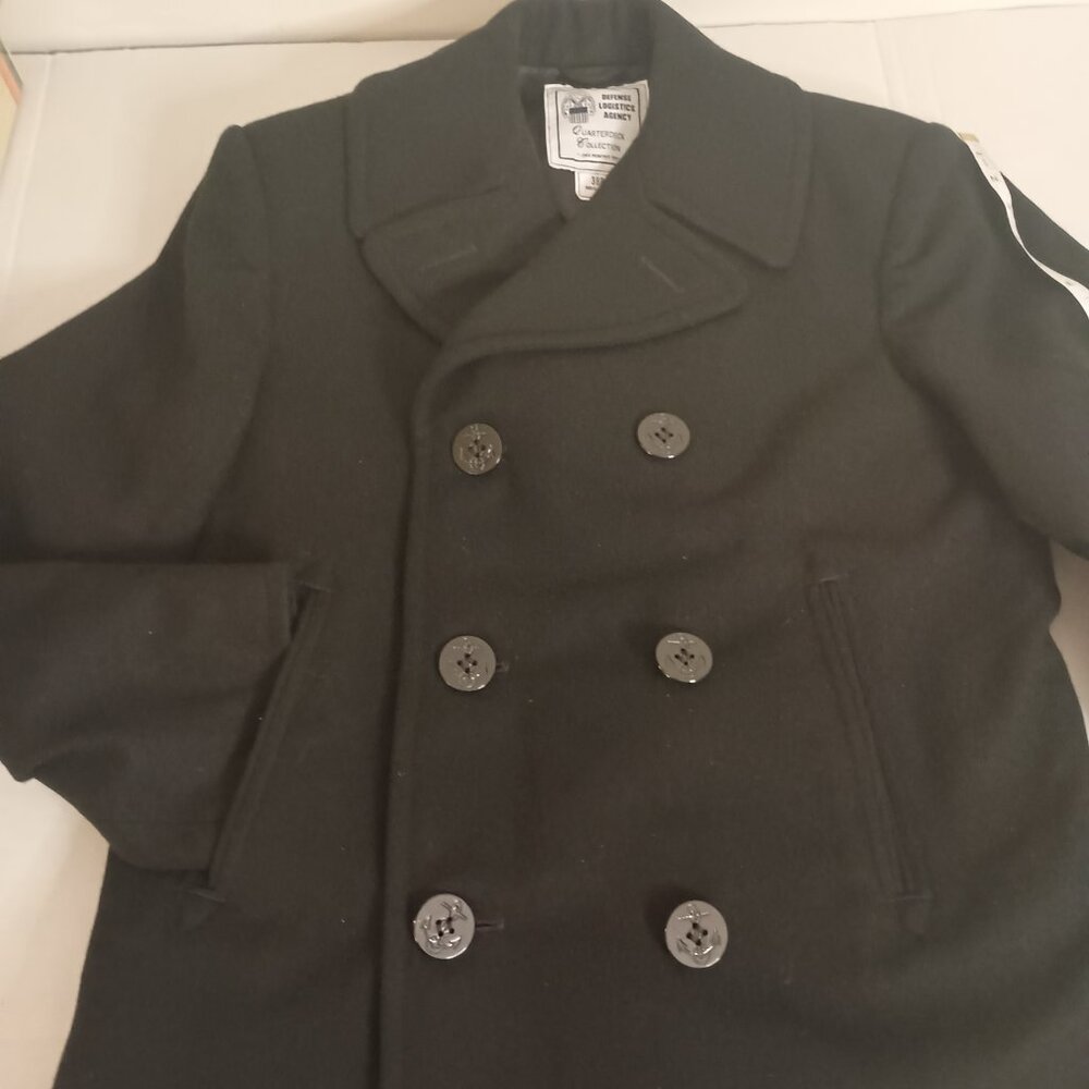 Peacoat Black Wool Double Breasted DLA Quarterdeck Enlisted  Men’s Size 38R EUC - Picture 4 of 16